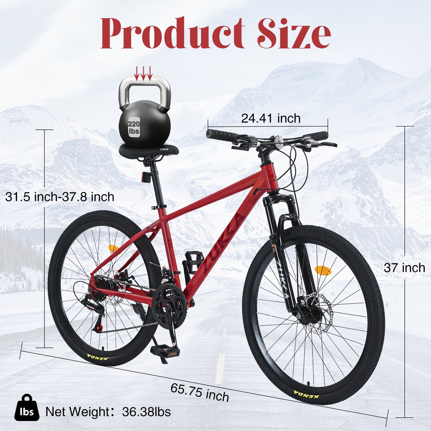 NEW Mountain Bike for Men and Women 26 inch 24 Speed Suspension Fork KENDA Tires