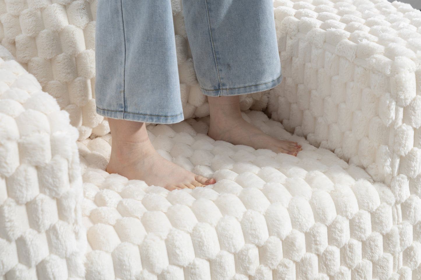 NEW Lingge Corduroy Compression Sofa with Ottoman