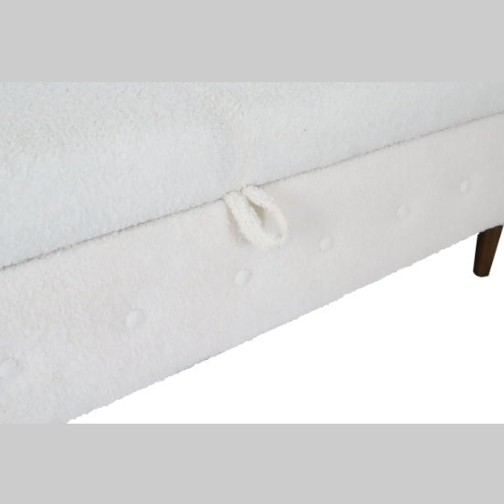 NEW Beige Teddy Velvet Multifunctional Storage Rectangular Sofa Stool