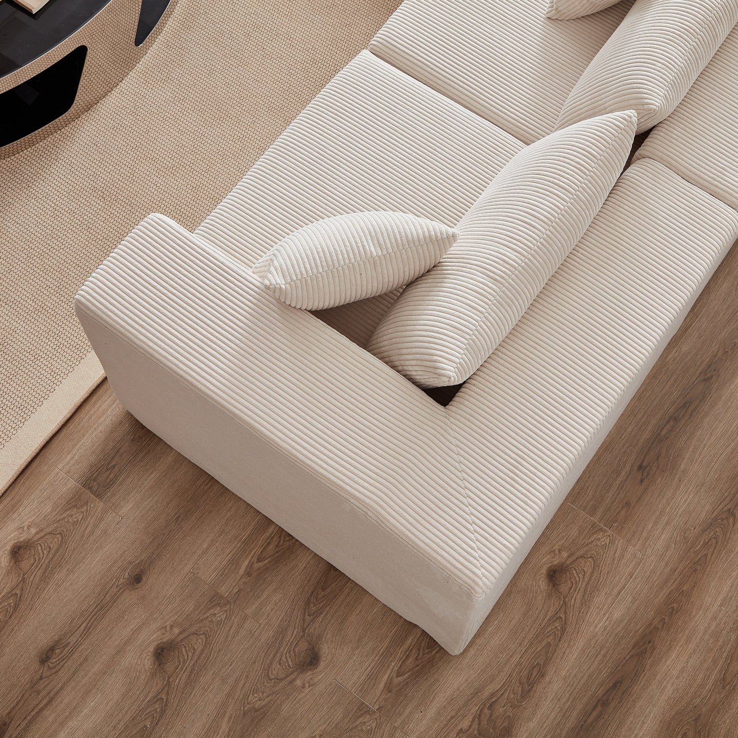 NEW Corduroy Modular L Shaped Sectional Luxury Upholstered Foam-Filled Compressed Sofa Couch Set