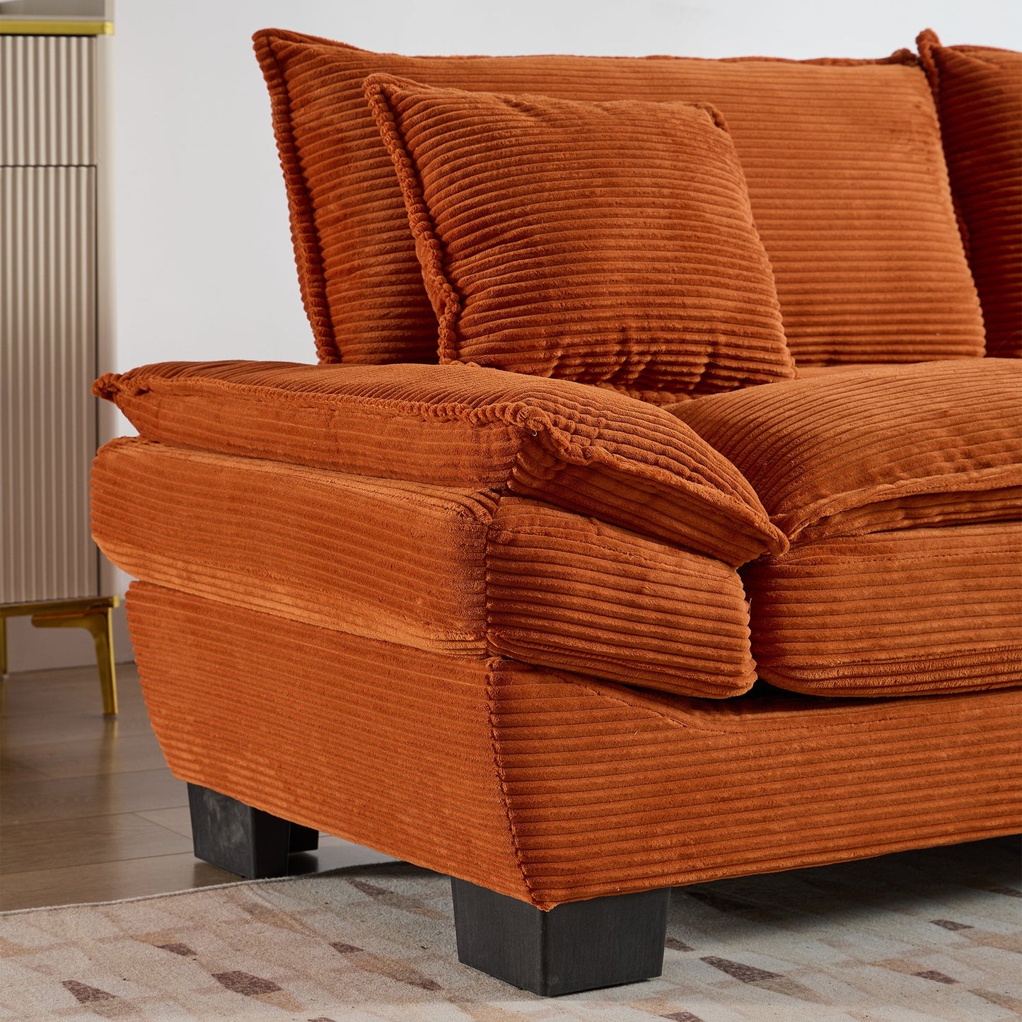 NEW Corduroy Sofa Sleeper Couch Loveseat Sofa with Pillows Comfy Upholstered Deep Seat Sofa for Bedroom,Living Room,Apartment,Office,Dorm-Orange Corduroy