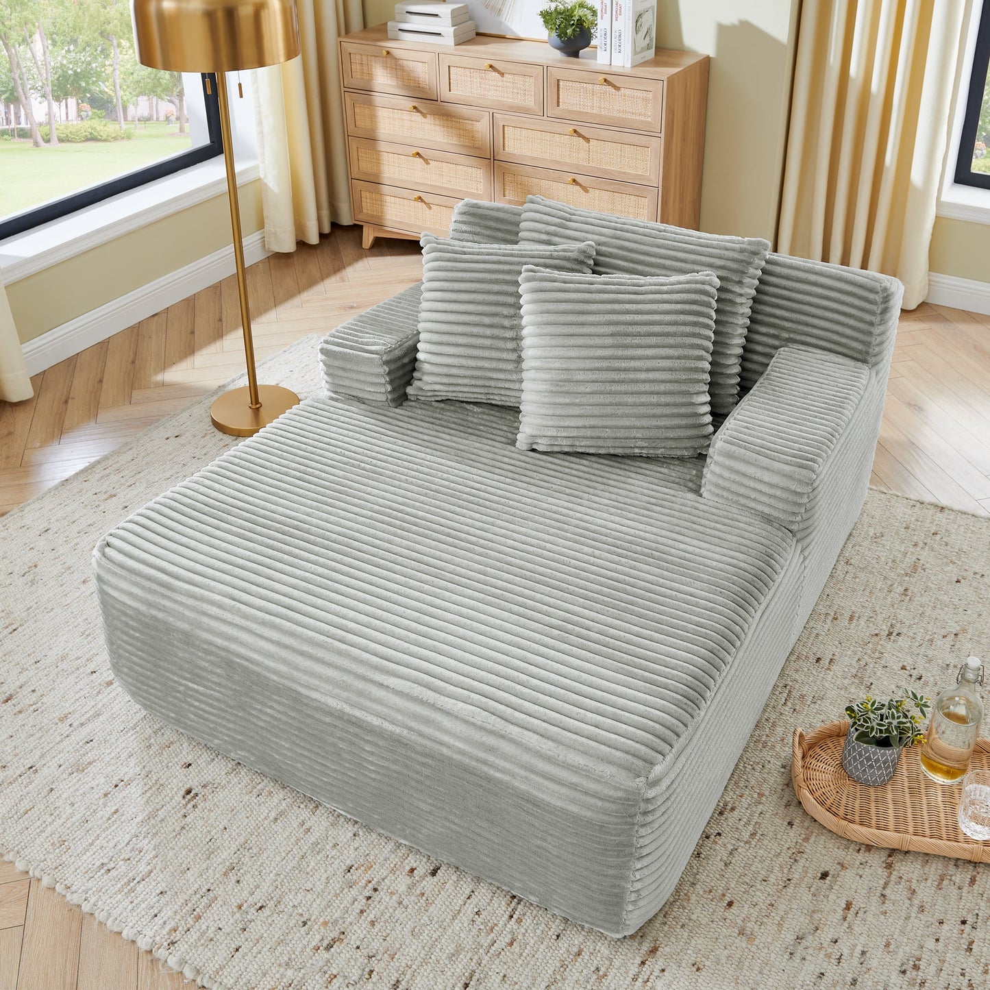 NEW Modern Velvet Single Lazy Sofa Lounge Chair with High-Density Foam in Gray