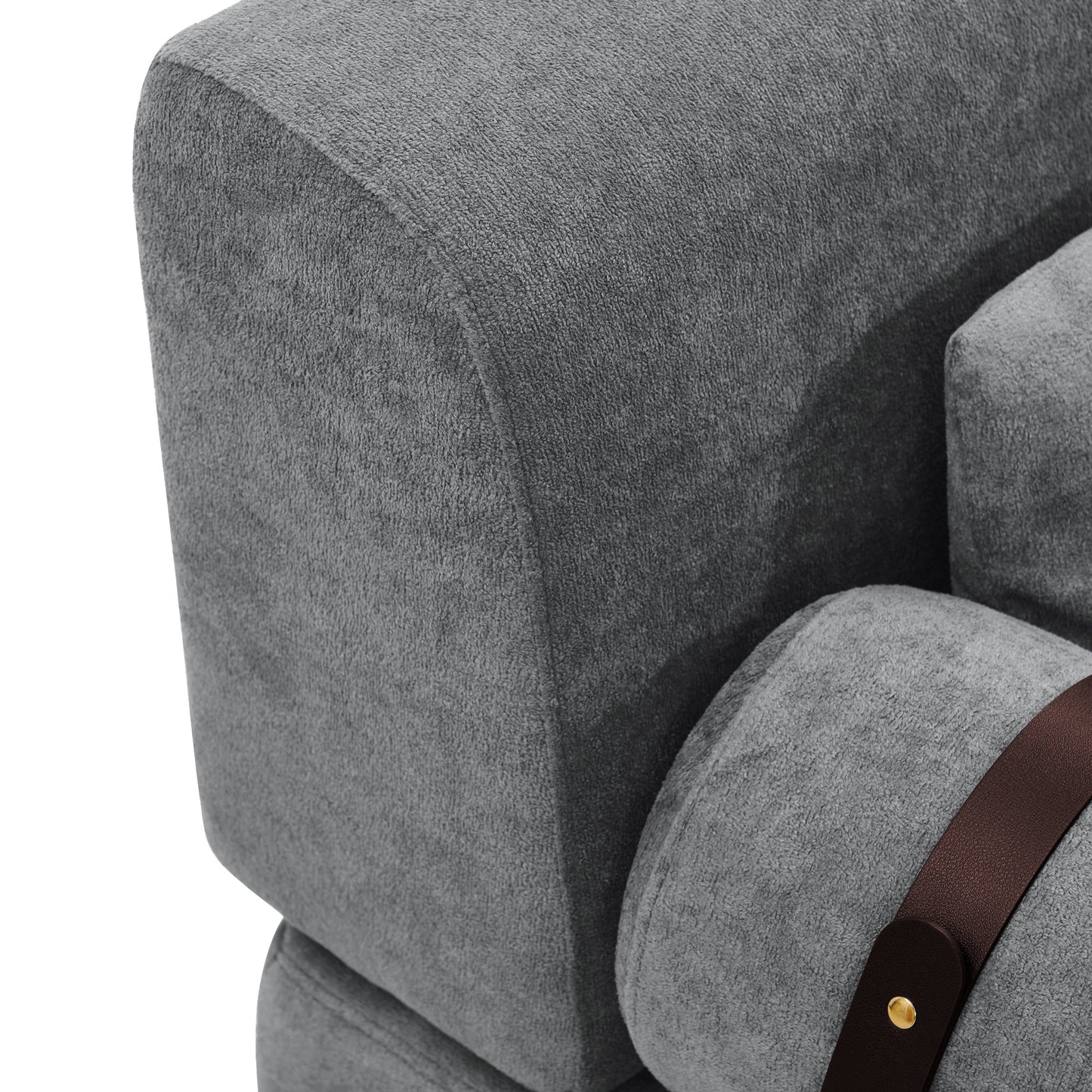 NEW Modern Grey Chenille 2 Seater Loveseat 59' Sofa Couch with USB Ports Unique Cylindrical Armrests