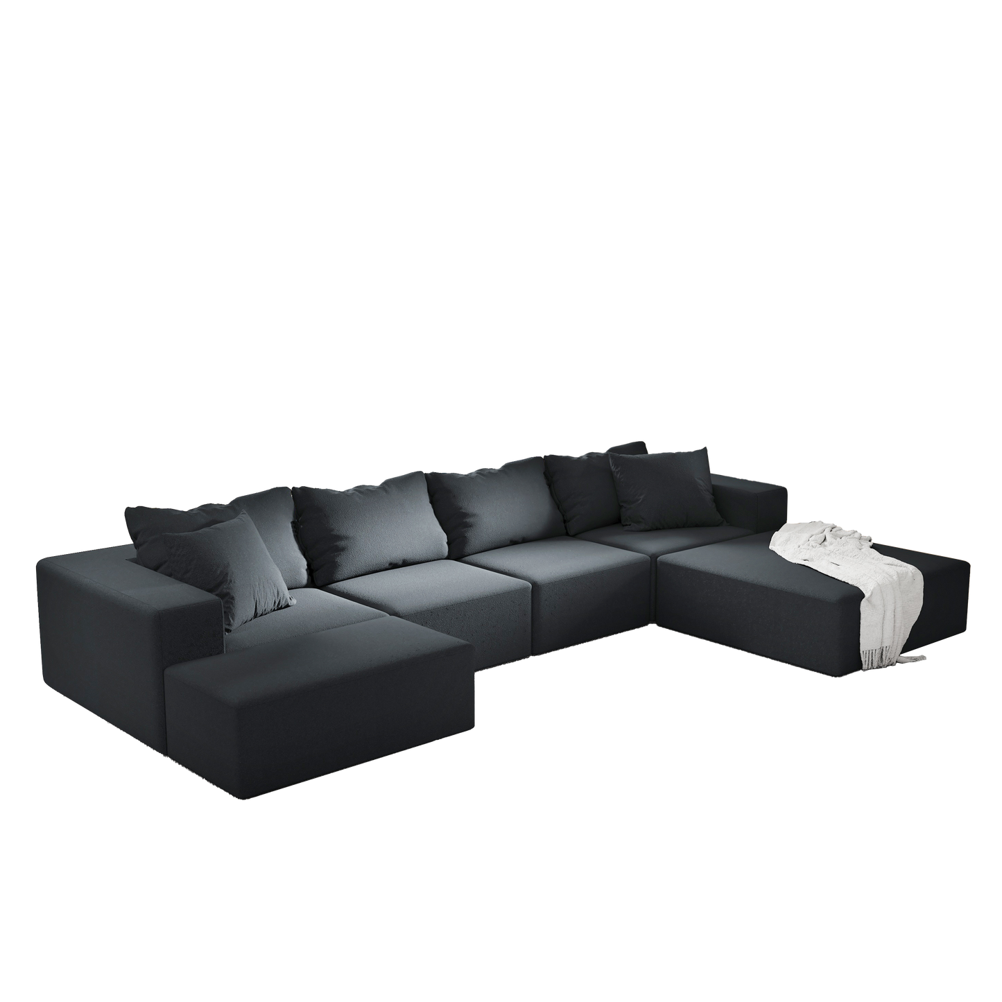 NEW Modern Upholstered Modular L-Shaped Sectional Sofa Couch Set Modular with 6 Pillows