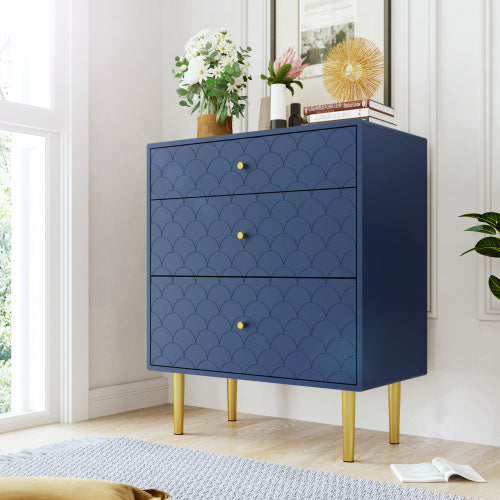 NEW Solid Wood Navy Blue Bedside Table Nightstand