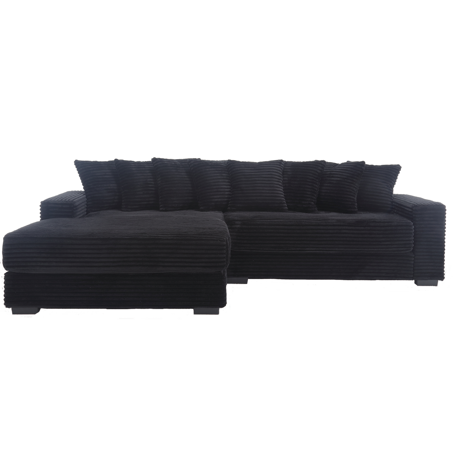 [NEW ARRIVED] [VIDEO PROVIDED] Oversized Two-Piece  Couches,  L Shaped Sofa, Corduroy, Left Chaise Daybed,with Armrests,Eight Throw Pillows,Corner Sofa,Easy To Assemble, Black
