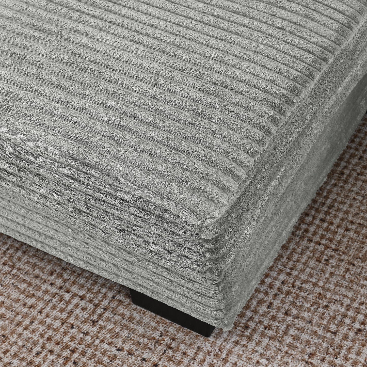 NEW Gray Corduroy Tufted Upholstered Sleeper Sectional L-Shaped Modular Convertible Sofa