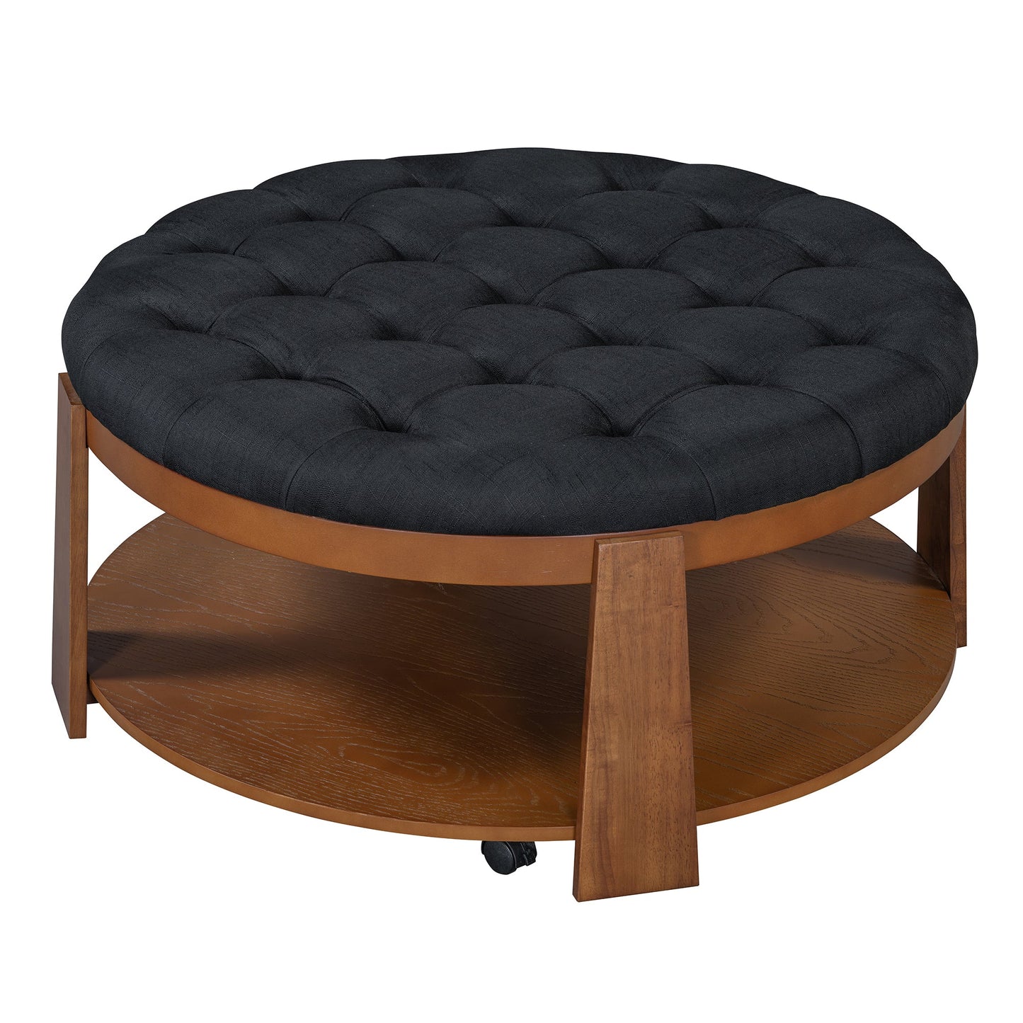 NEW Modern Large Round Ottoman and Coffee Table 2-Tier