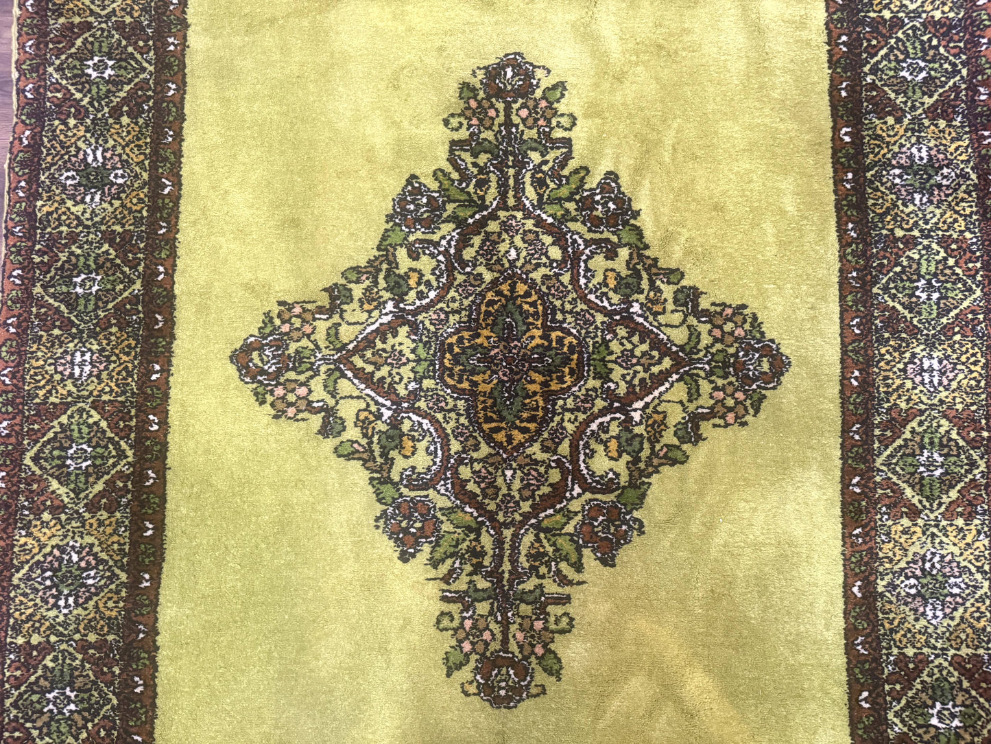 USED Moroccan Rug 6x8, Semi Open Field, Vintage, Lime Green, Wool Carpet
