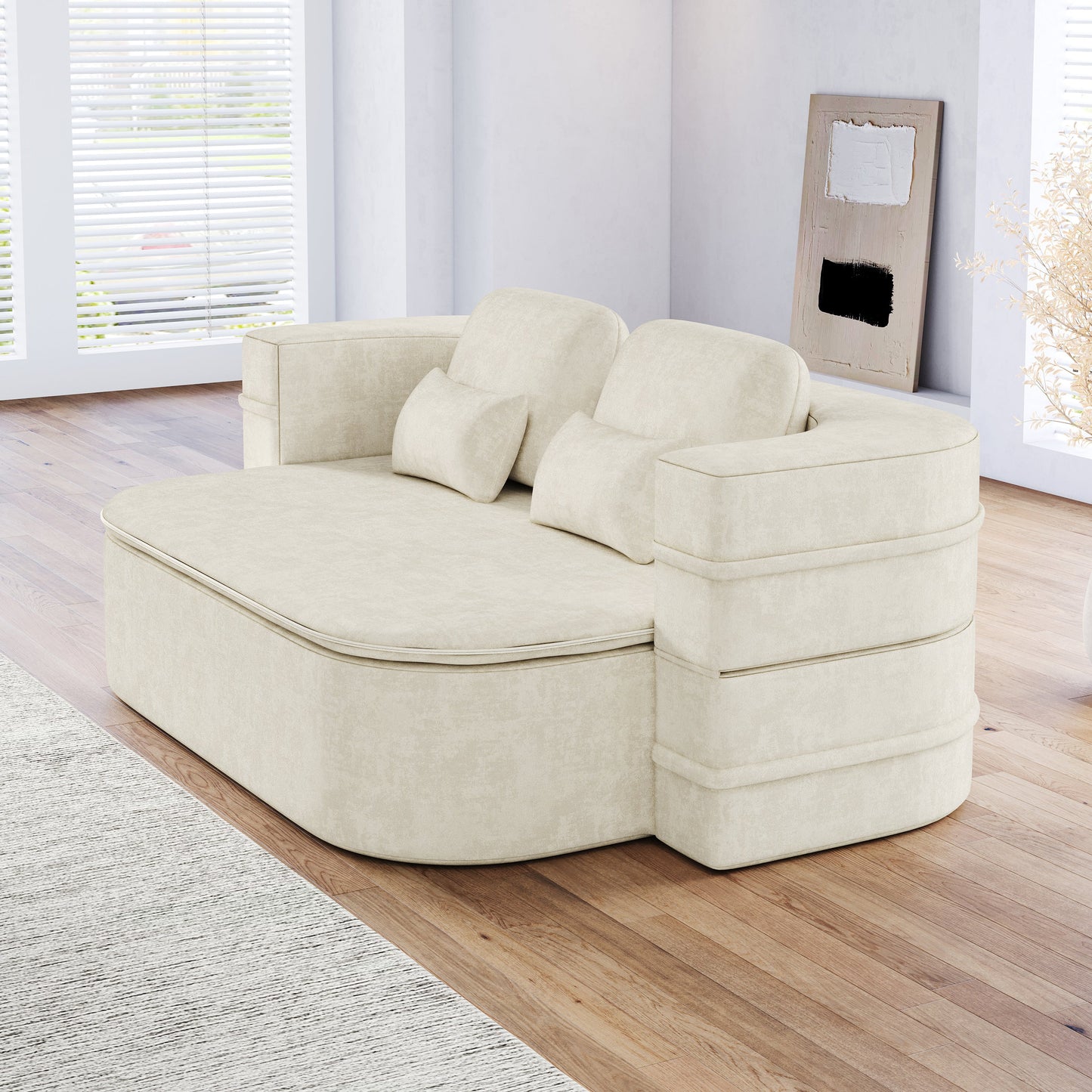 NEW 75'' Chenille 2-in-1 Foldable Sofa,Convertible Sleeper Foam Sofa Bed Folding Sofa Bed Lounge Couch with Multi Functional Blanket