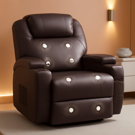 NEW Dark Brown 360 Degree Swivel Recliner Chair With Massage