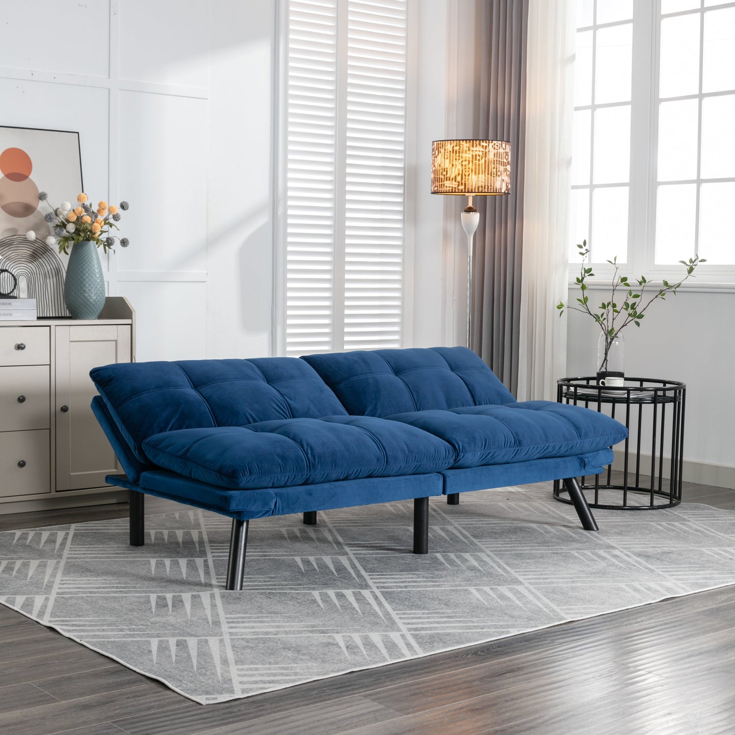 NEW Navy Blue Convertible Folding Modern Sofa Bed