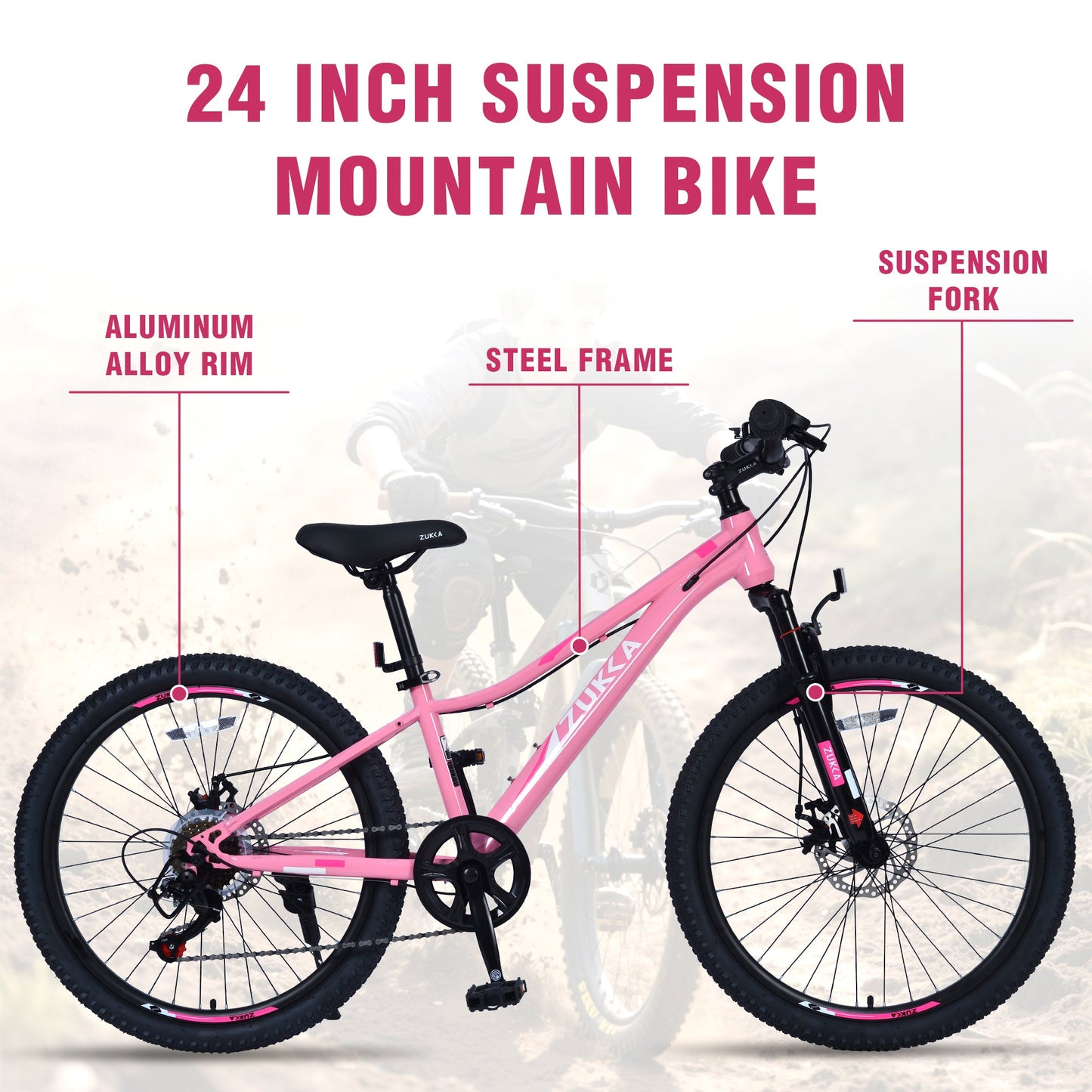 NEW Mountain Bike for Girls and Boys  Mountain 24 inch shimano 6-Speed bike