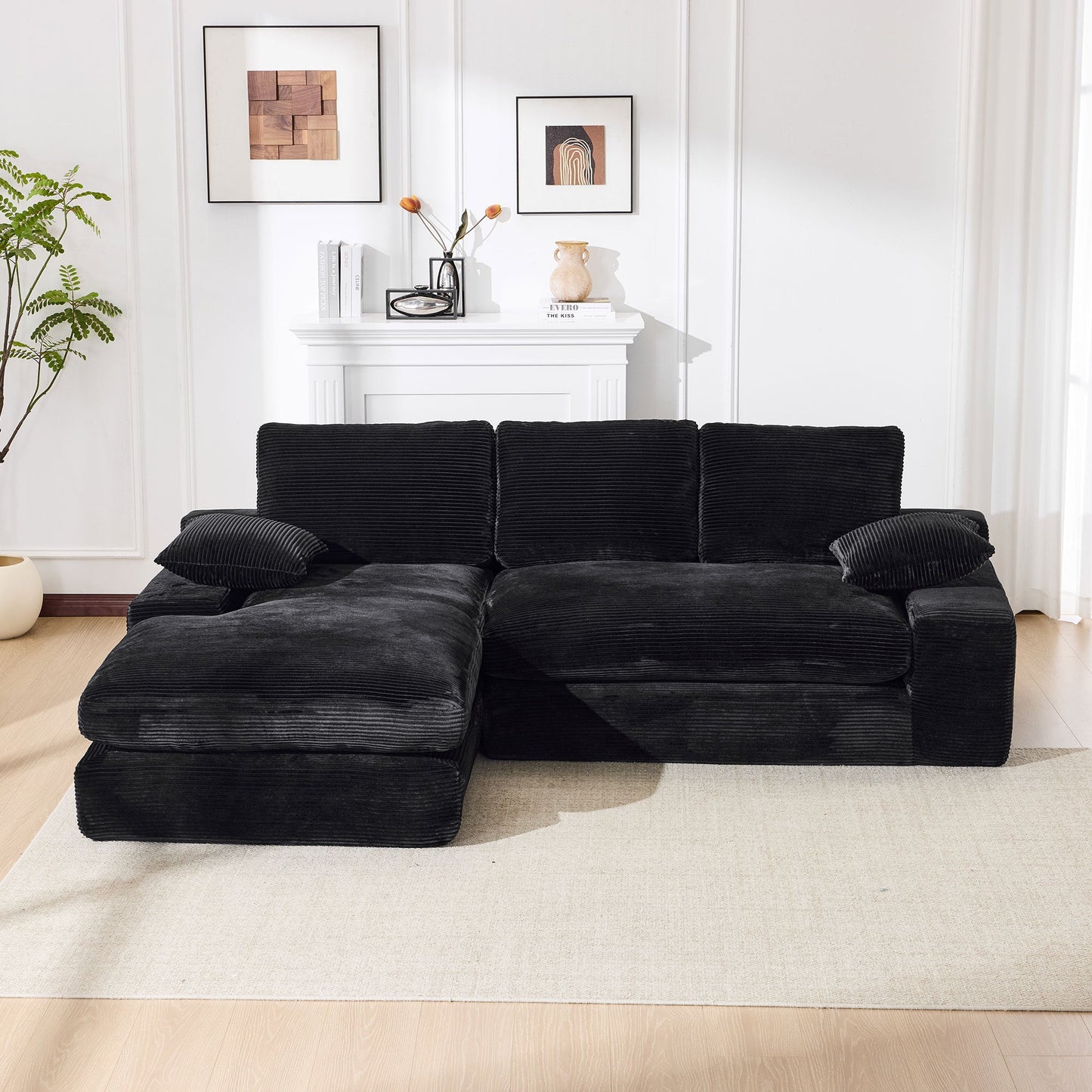 NEW 99*69' Modular Sectional Living Room Sofa Set, Modern Minimalist Style Couch, Upholstered Sleeper Sofa for Living Room, Bedroom, 2 PC Free Combination, Installation-free Sofa, L-Shape, Black