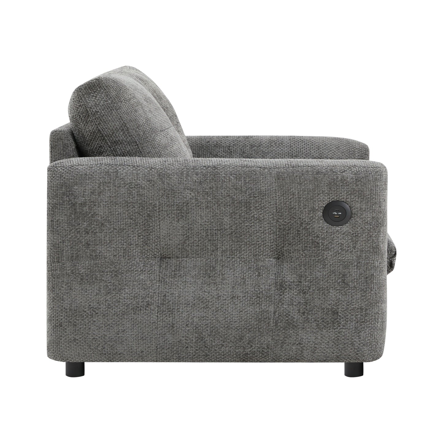 NEW 42*33' Single Sofa, Armchair with Wide Seat, Dual-port Charger, Pull-line & Tufted Design, High-density Foam, Suitable for Living Room & Apartment, Chenille, 2 Colors