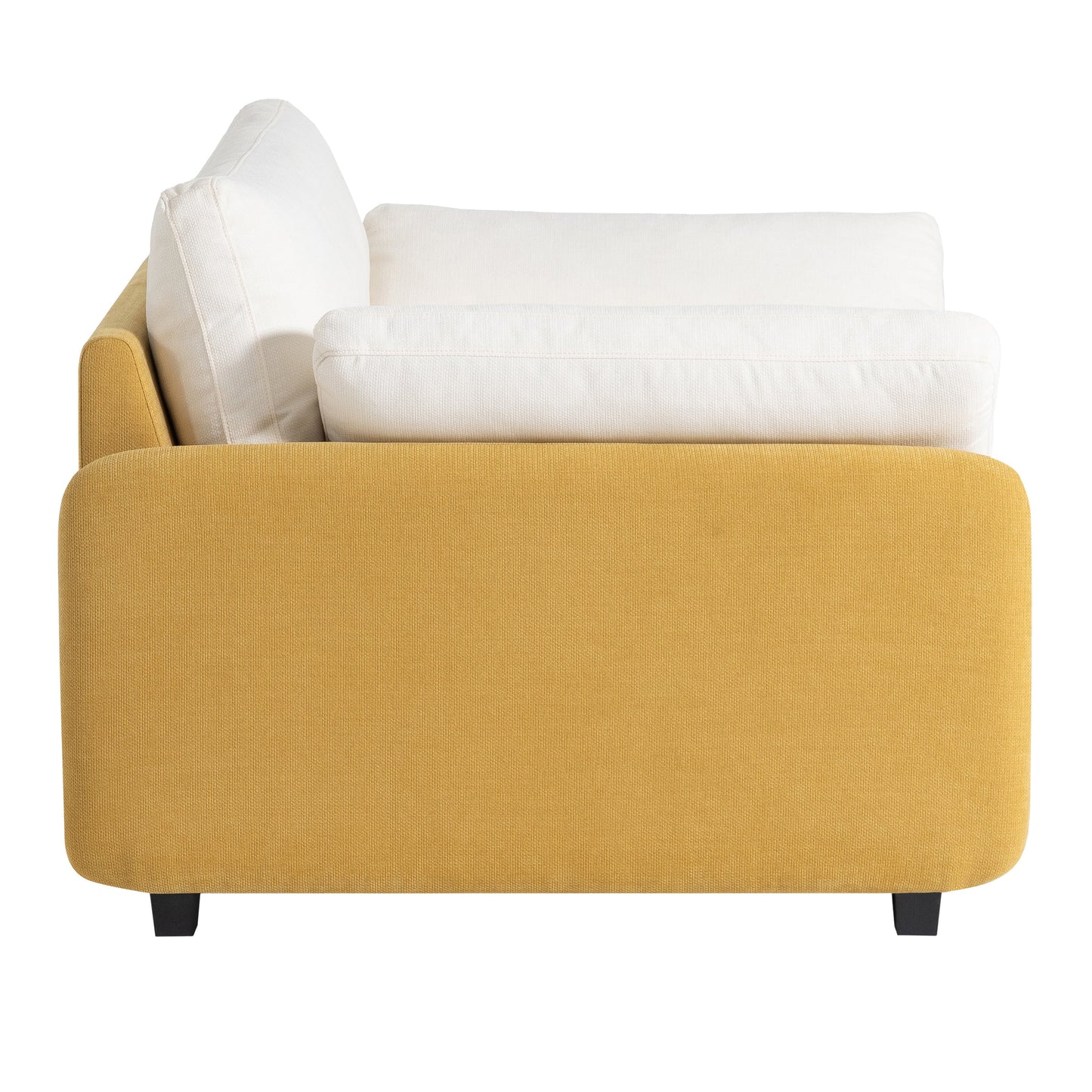 NEW Modern Oversized Chenille Armchair with Color Blocking and Pillows, 50*43' in Cream and Yellow