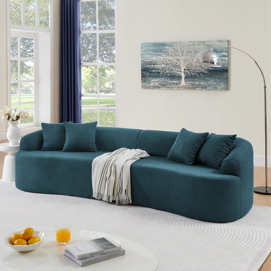 NEW Modern Minimalist Style Blue Lamb's Wool Fabric Modern Minimalist  Curved Modular Sectional Sofa