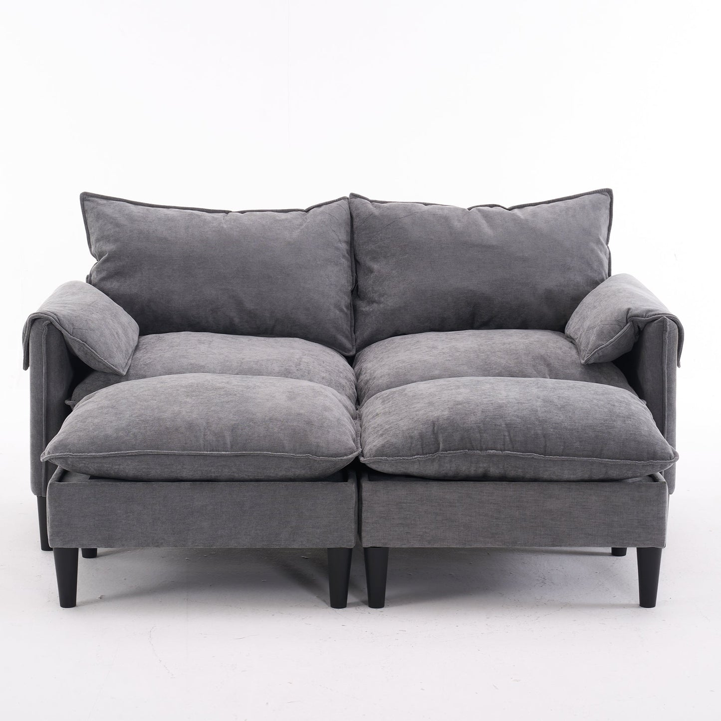 NEW Convertible Combination Gray U-Shaped Sofa with Footstools Storage