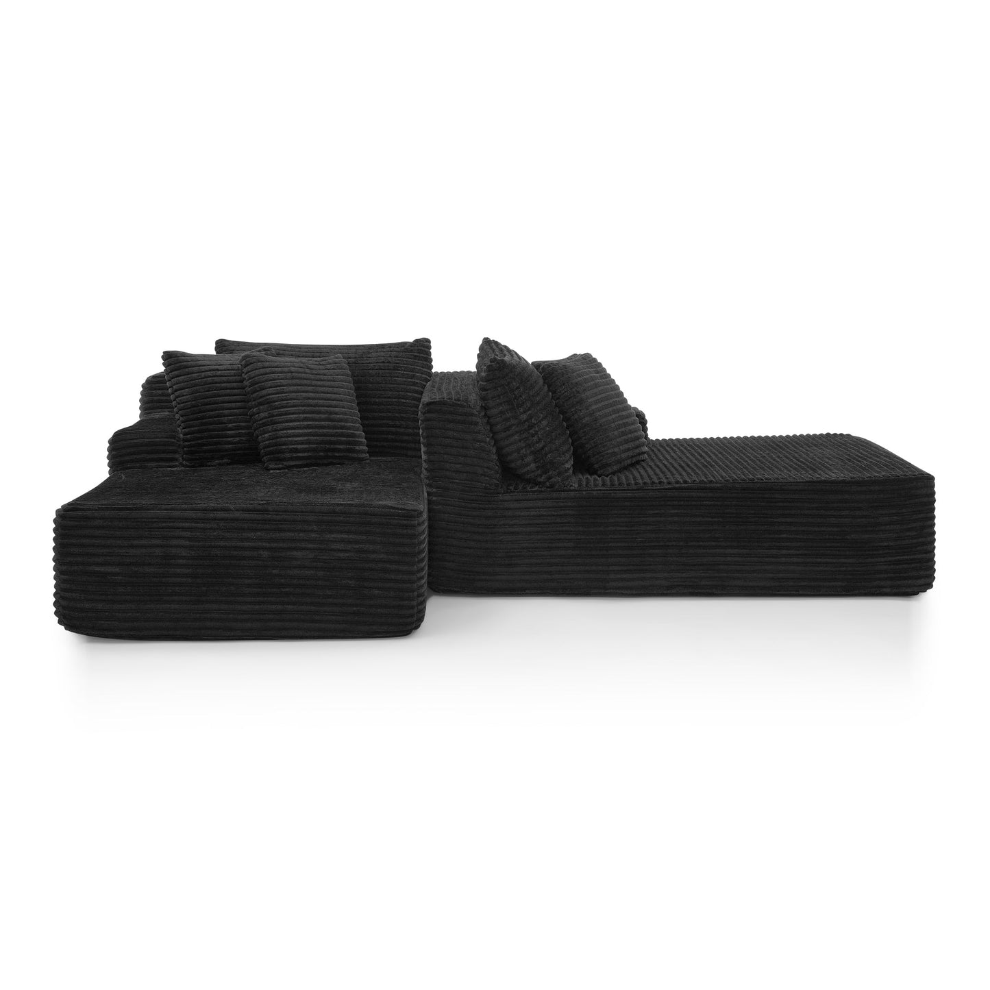 NEW Two-seater Lazy Sofa Lounge Compressed Chair made of Black Velvet Fabric Fluffy Modern