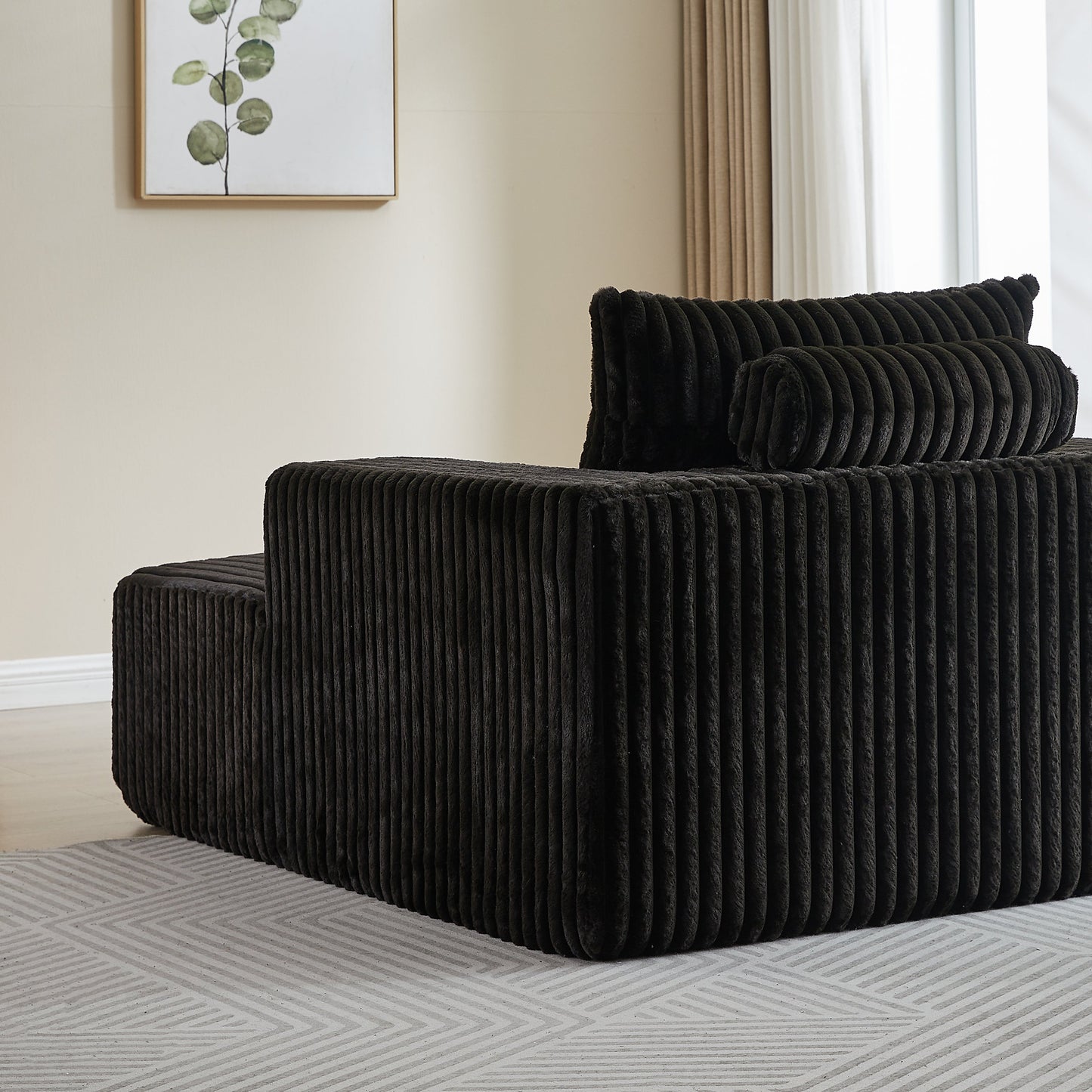 NEW 62.5-Inch Corduroy Sponge Sofa Couch Lounge Fluffy Modern Sleeper Chair