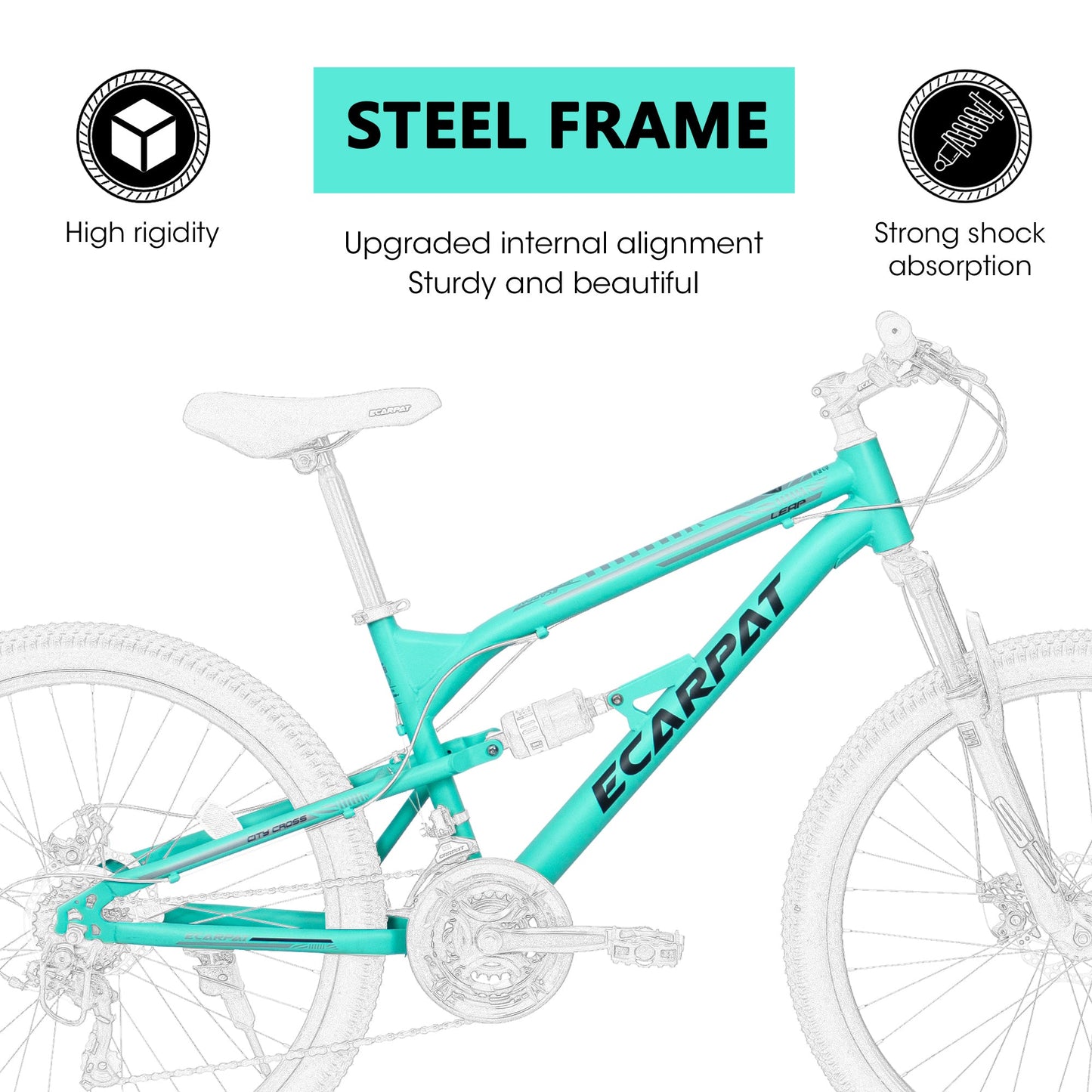 NEW A26207 26 Inch Steel Frame Shock Fork Plus Shock Absorber 21-speed Unisex Mountain Bike