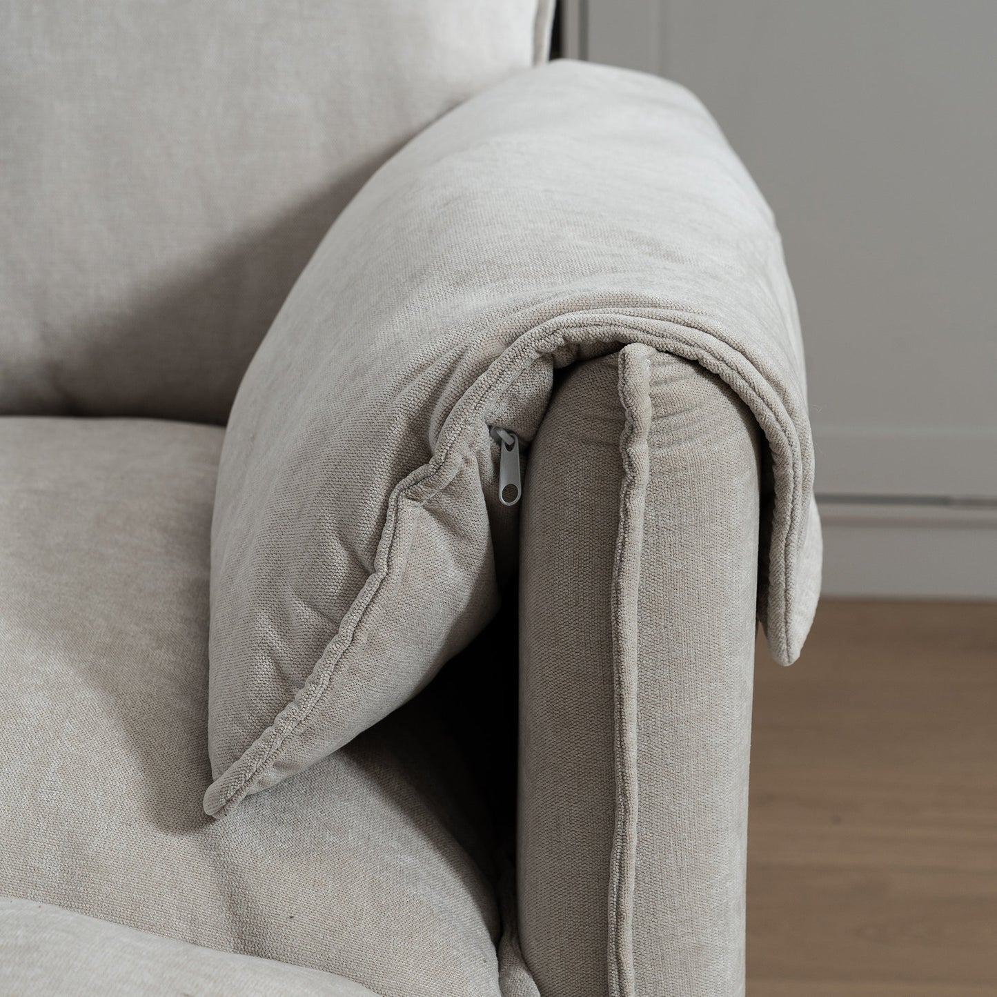 NEW Beige Multi-Functional Fabric Metal Frame Modern Style Pull Out Loveseat