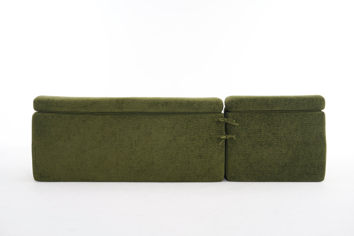 NEW 105' Modula Compression Sponge L-Shaped, Chesterfield-Inspired Design, No-Assembly Chenille Couch, 30D High-Density for Living Room, Bedroom, Apartment.Green.