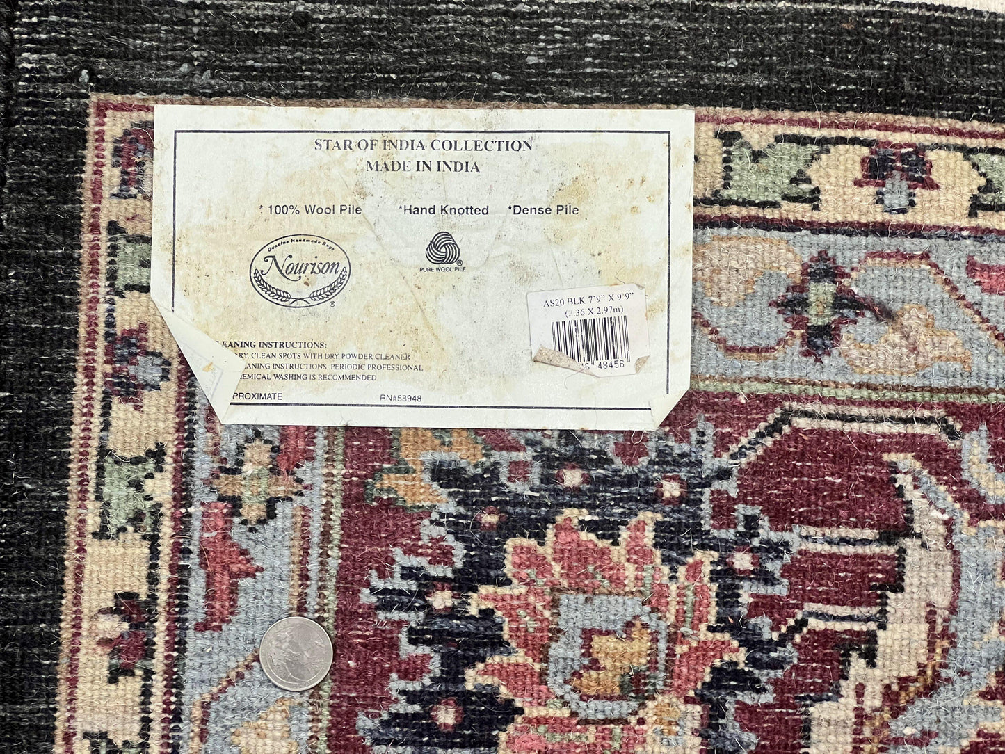 USED Indo Persian Rug 8x10, Nourison Carpet, Floral, Hand Knotted Vintage Wool Rug