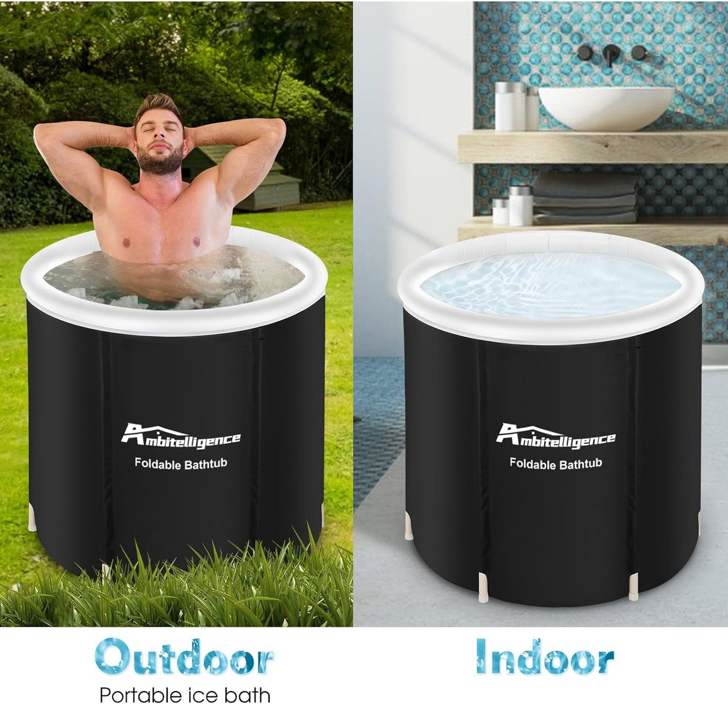 NEW Recovery Ice Tub Foldable Bathtub Outdoor Portable Cold Water Therapy Tub Fitness Rehab Ice Tub For Athletes Long Lasting Insulated Ice Tub, Spa Soaking Bucket