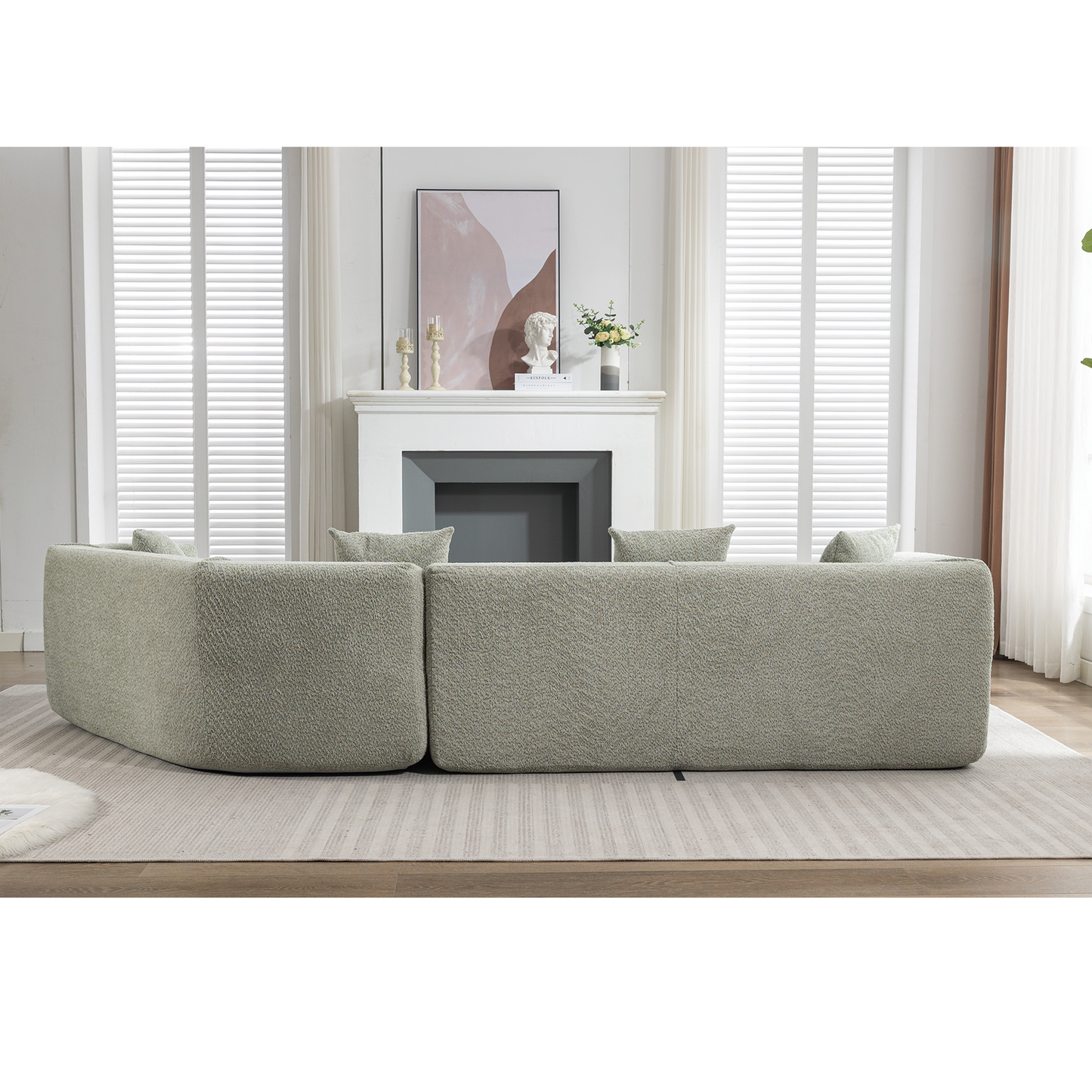 NEW Modern Green Round Fiber Fabric Modular Sectional Sofa
