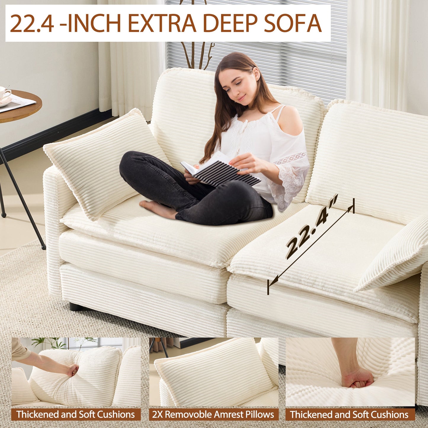 NEW 69' PLUSH Cloud Loveseat Modular 2-Seater Sectional Sofa