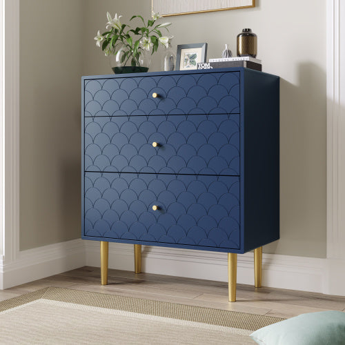 NEW Solid Wood Navy Blue Bedside Table Nightstand