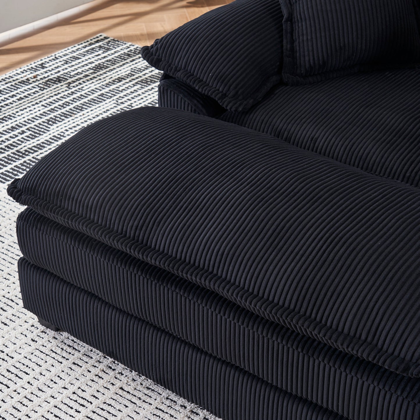 NEW 56.3 Inch Corduroy single sofa With  2 toss pillows and a ottoman ,Comfy Sofa- Deep Seat Couch for Living Room