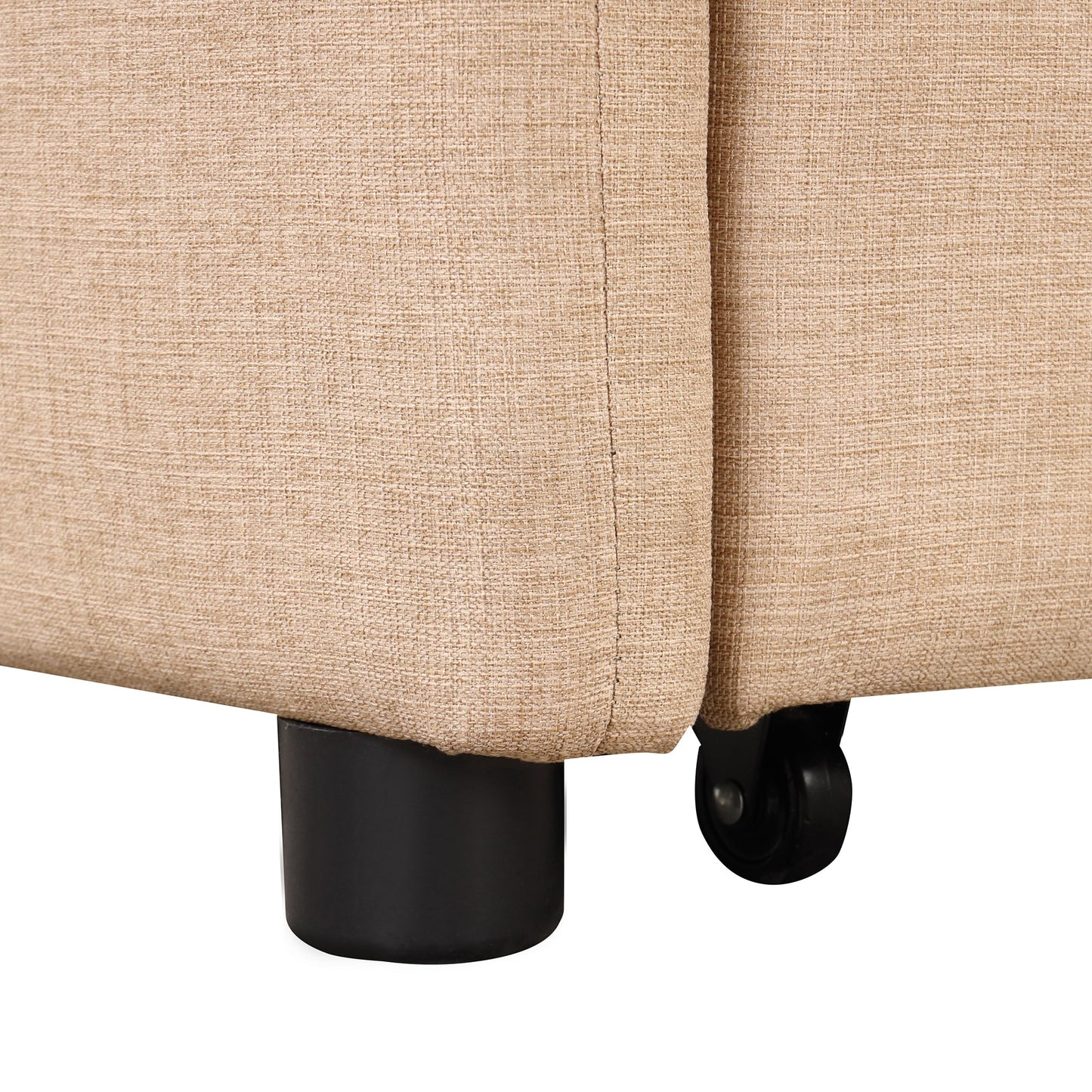 NEW Versatile Pull Out Sofa Sleeper 3 in 1 with Wing Table & USB Charge, Beige Linen, Compact Design