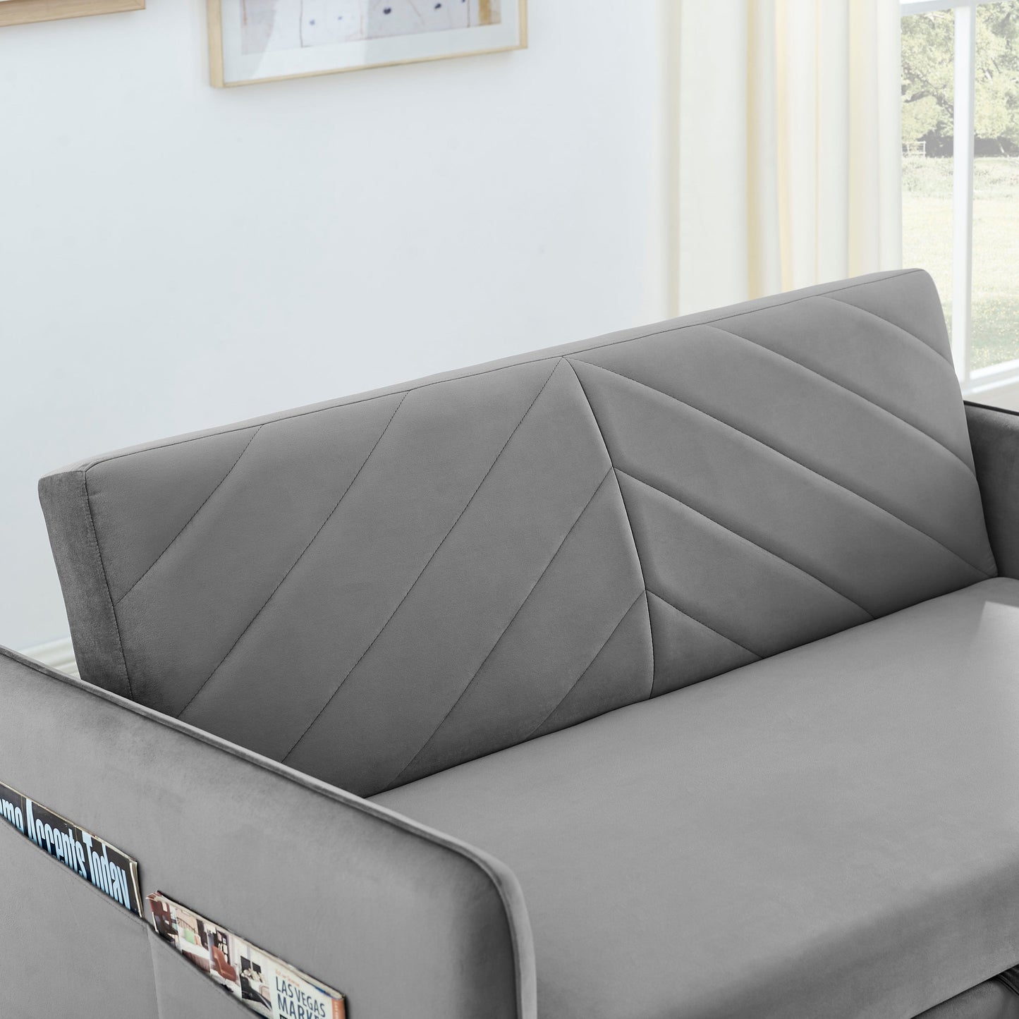 NEW MH' Sleeper Sofa Bed w/USB Port 3-in-1 Adjustable Sleeper with Pull-Out Bed 2 Lumbar Pillows