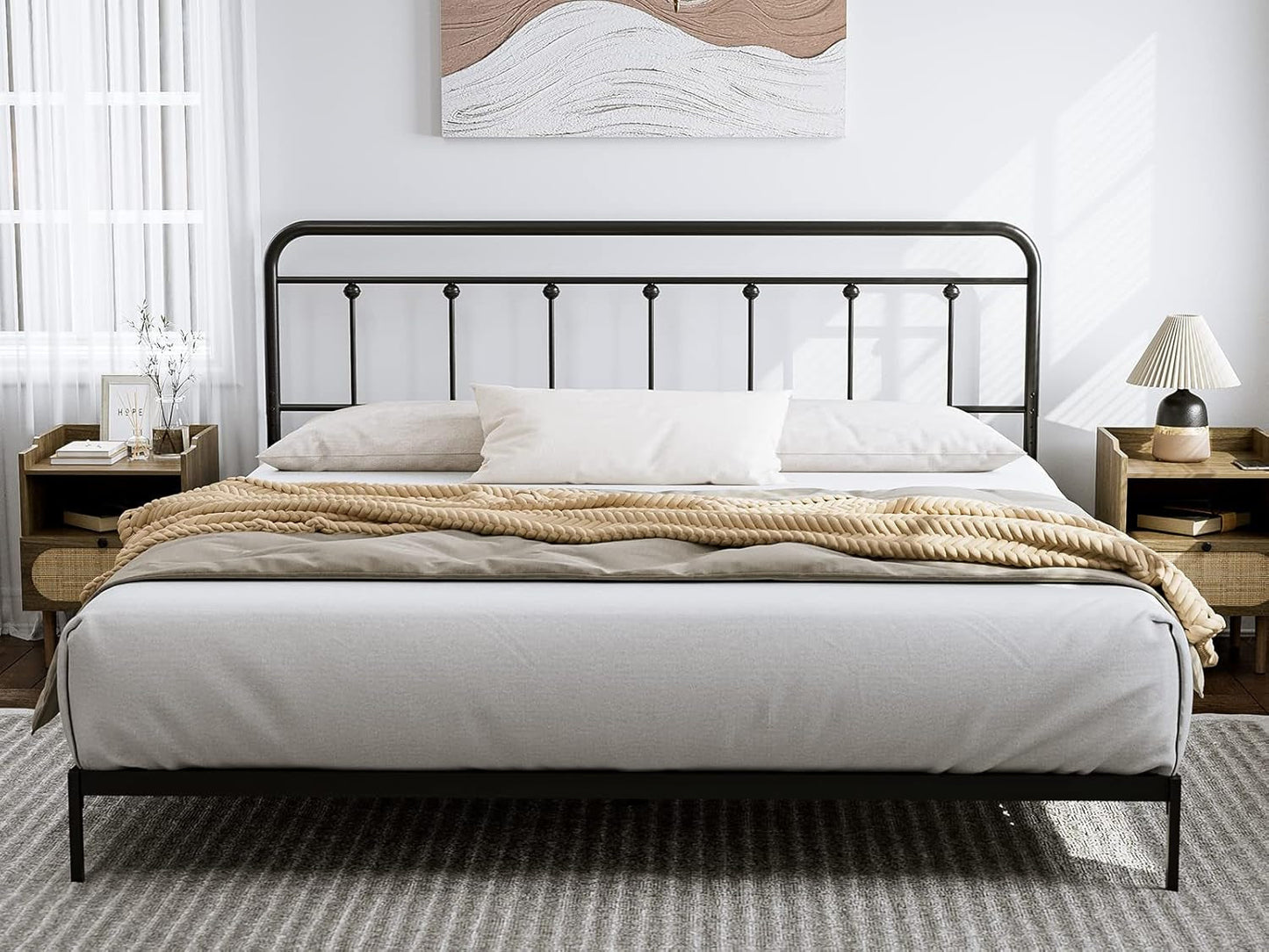 NEW Adjustable Height Metal Headboard in Farmhouse Victorian Style