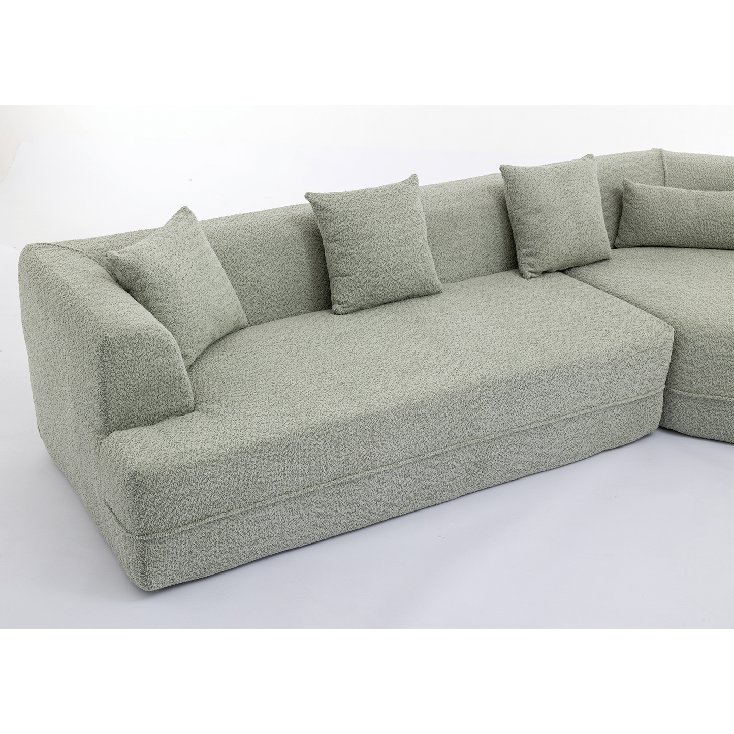NEW Modern Green Round Fiber Fabric Modular Sectional Sofa