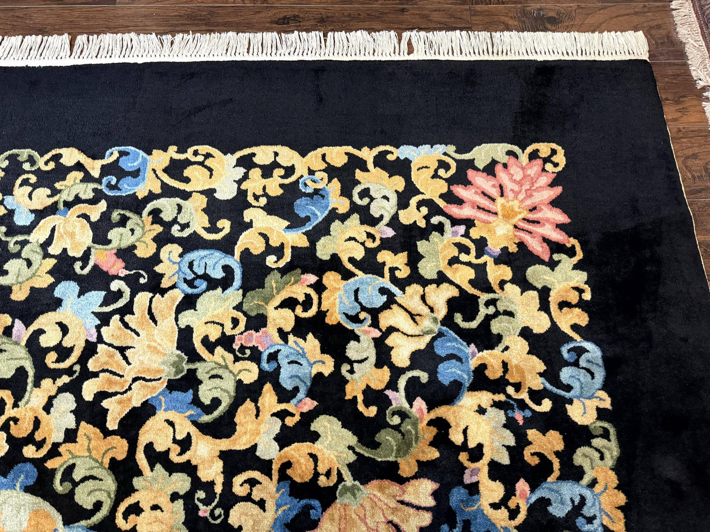 USED Antique Chinese Peking Rug 12.6 x 14.9, Palace Size Asian Oriental Carpet, Art Deco Rug, Rare