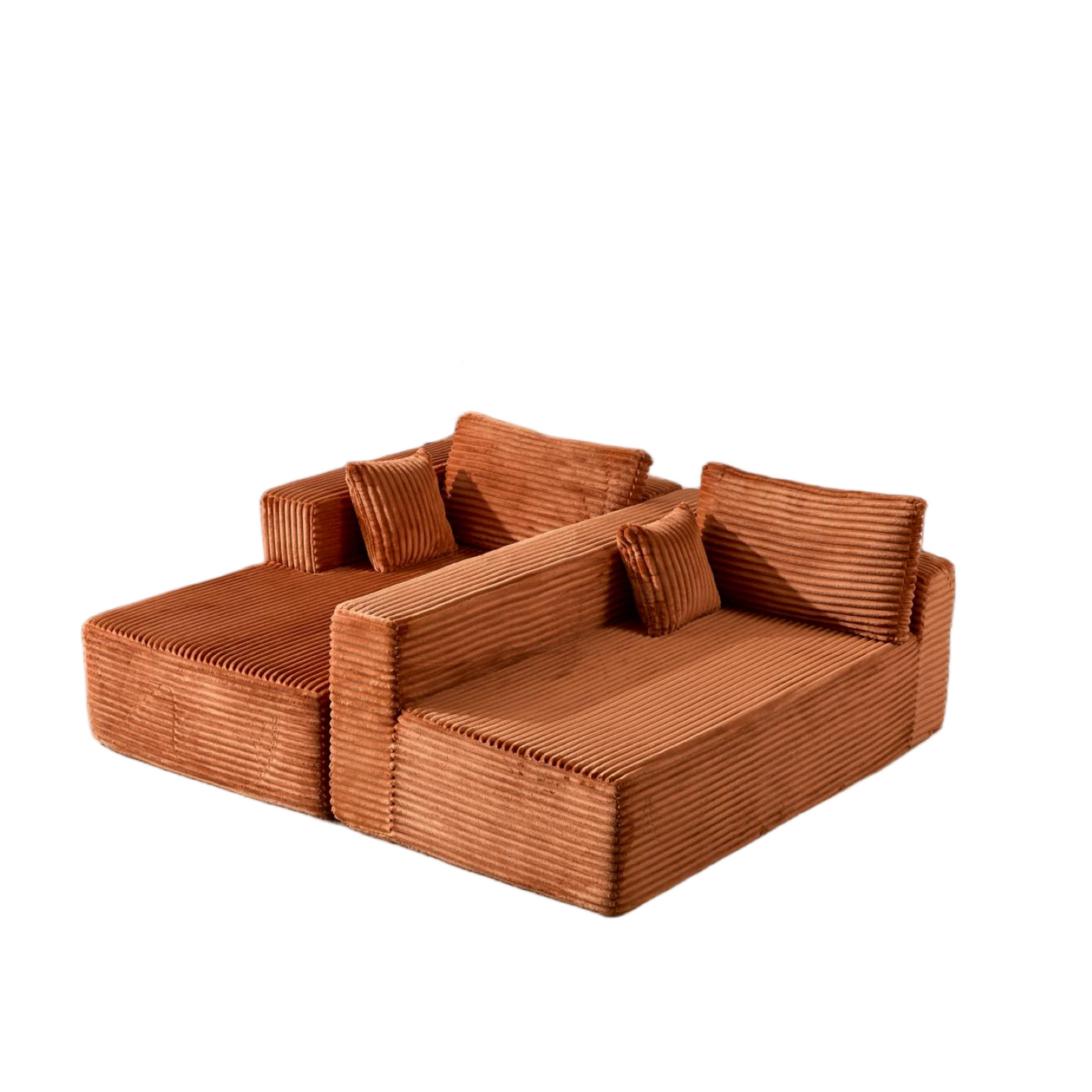 NEW Compression Sectional Couch with Comfy Chaise, Boneless L Shape Sofa with Deep Seat, Minimalist Modular Couches Sleeper for Living Room Bedroom Apartment Lounge,corduroy,Brown