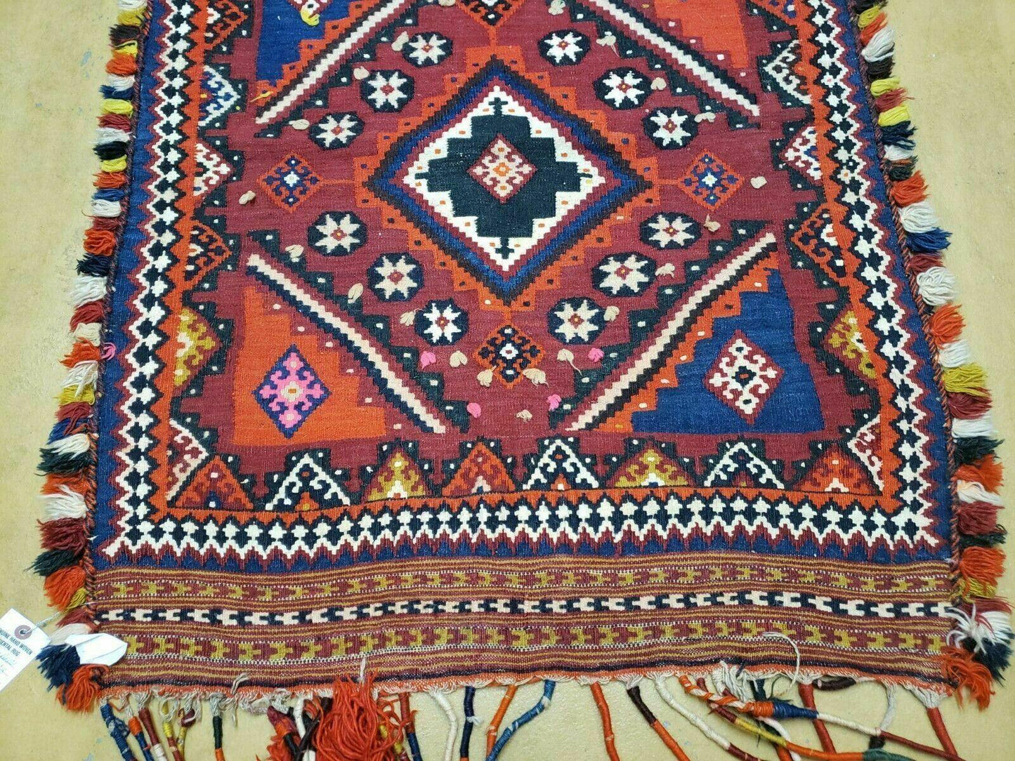 USED 3' X 4' Antique Handmade Turkish Wool Kilim Rug Decorative Seat Cover