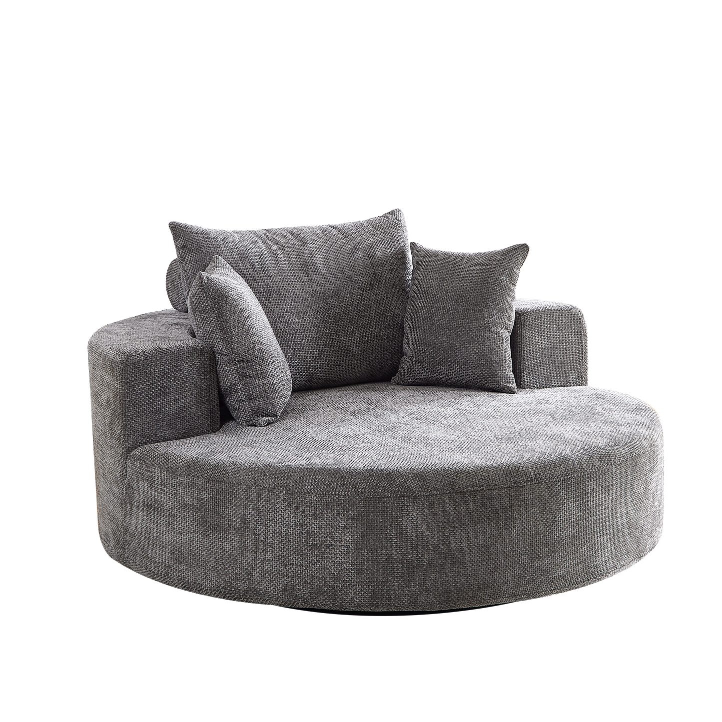 NEW 55''L Chenille Foam Single Swivel Fluffy Modern Sleeper 360 Degree Swivel Chair