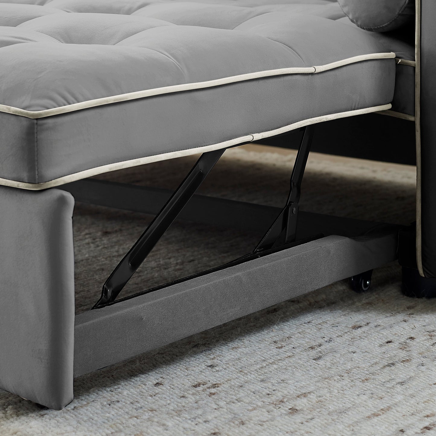 NEW Modern 55.5' Pull Out Sleep SofaBed 2 Seater Loveseat Sofa Couch with Side Pockets and Adjustable Backrest