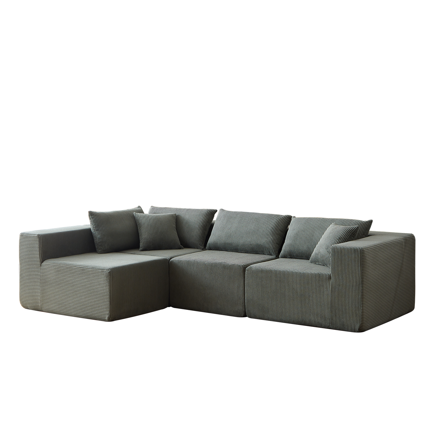 NEW 104-Inch Corduroy  Modular L Shaped Sectional Sofa,Luxury Floor Couch Set,Upholstered Indoor Furniture,Foam-Filled Compressed Sofa for Living Room,Bedroom,4 PC Free Combination