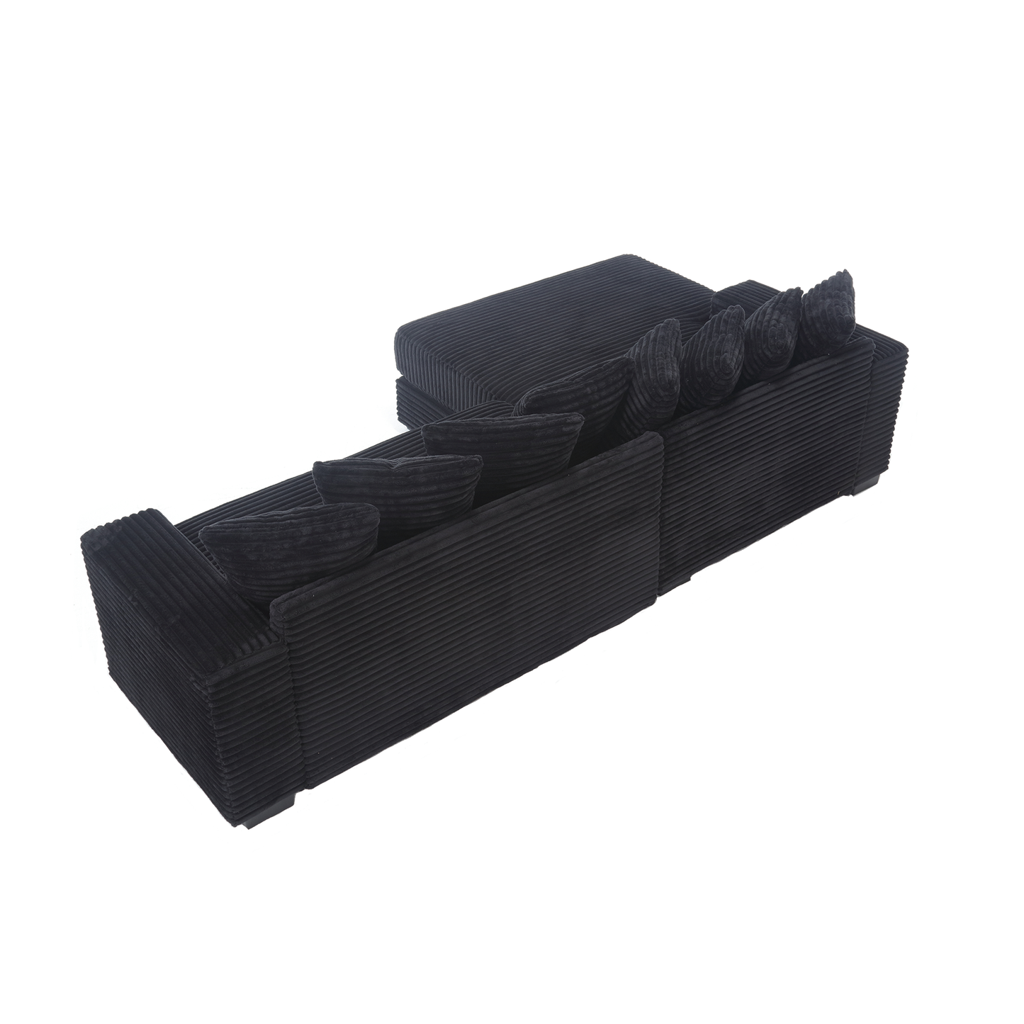 [NEW ARRIVED] [VIDEO PROVIDED] Oversized Two-Piece  Couches,  L Shaped Sofa, Corduroy, Left Chaise Daybed,with Armrests,Eight Throw Pillows,Corner Sofa,Easy To Assemble, Black
