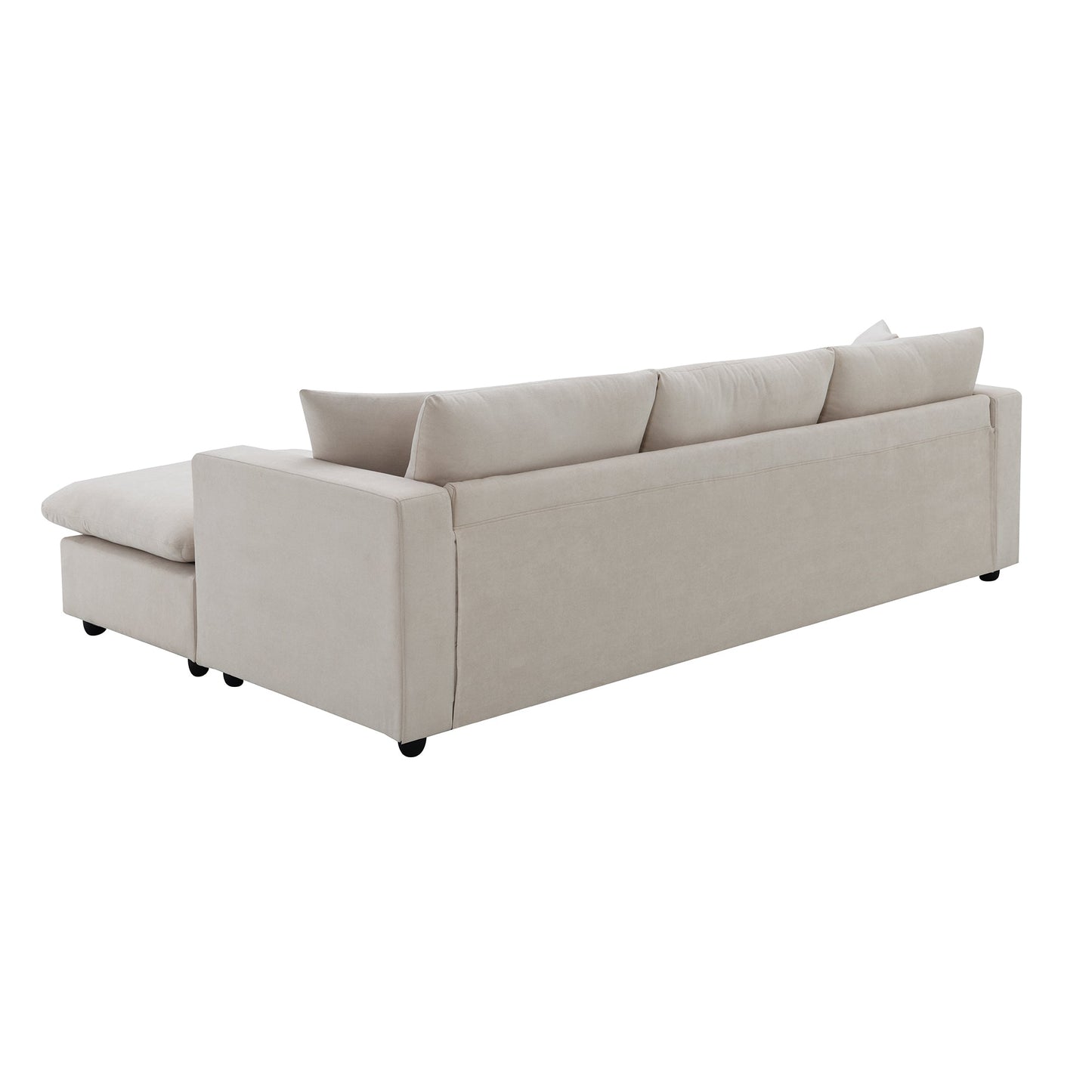 NEW Modern Sectional Sofa with Movable Ottoman and Throw Pillows