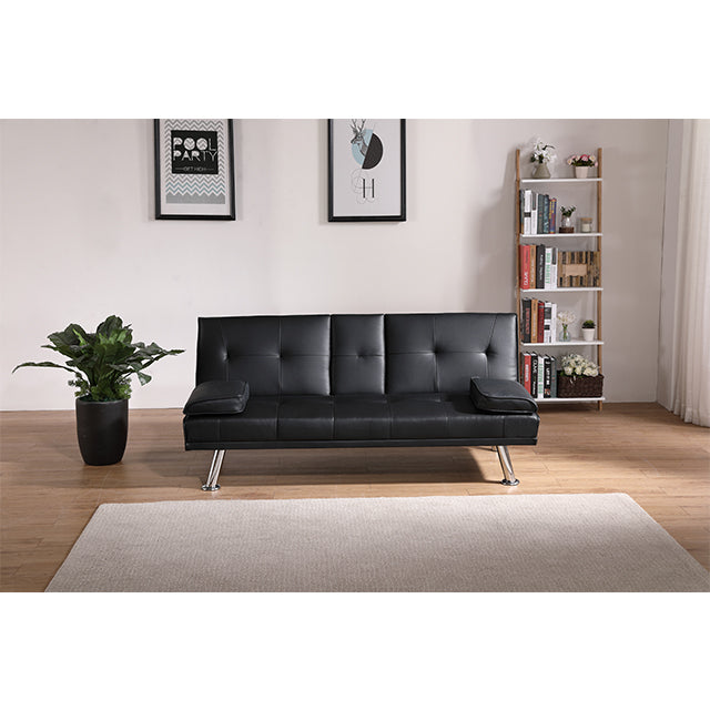 NEW Black Leather Office Double Folding Sofa Bed with Matching Coffee Table