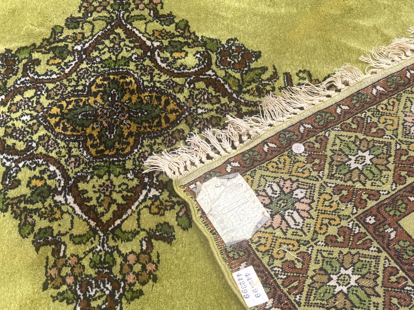 USED Moroccan Rug 6x8, Semi Open Field, Vintage, Lime Green, Wool Carpet