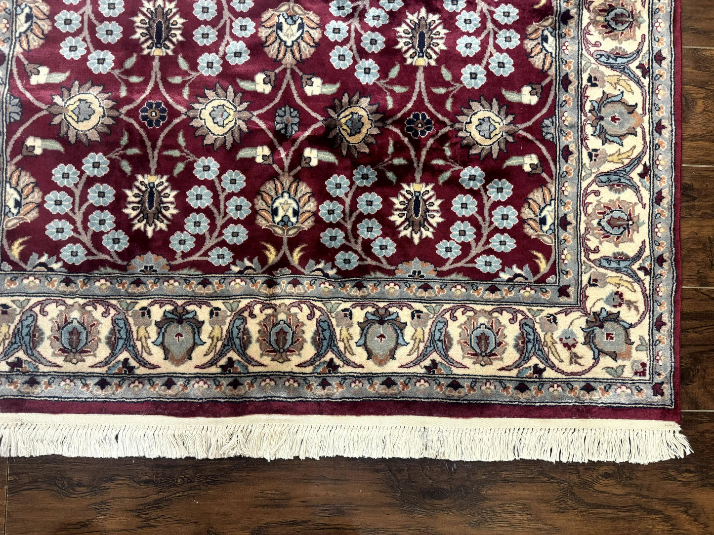 USED Pak Persian Rug 4x6, Floral Allover, Vintage Wool Carpet, Plum and Ivory