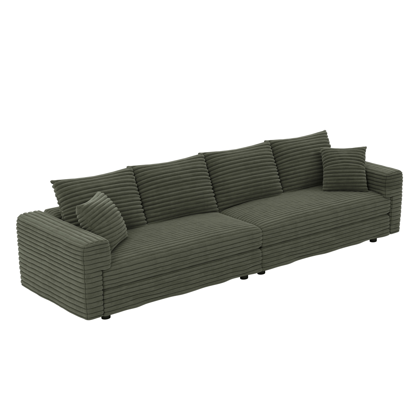 NEW 102.4 ' Plush Corduroy 4-Seat Sofa,Modern Comfy Upholstered Sofa Cloud Couch,Deep Seat Couches with Soft Pillows,Convertible Deep Seat Sofa Lounge Chair for Living Room Bedroom,Apartment,Office,Green