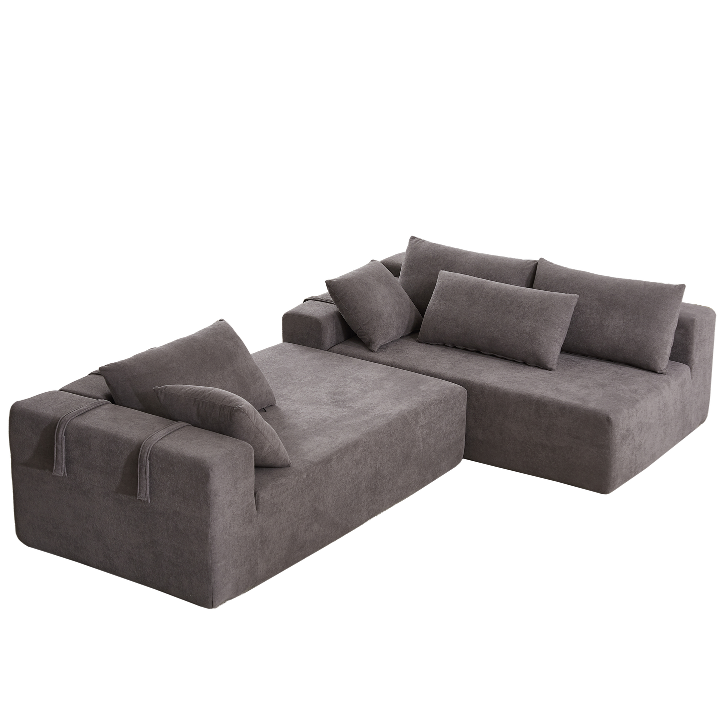 NEW Modern Chenille Upholstered Modular L Shaped Sectional Sofa Couch Set L Shaped Sectional Sofa Couch Set with Six Pillows